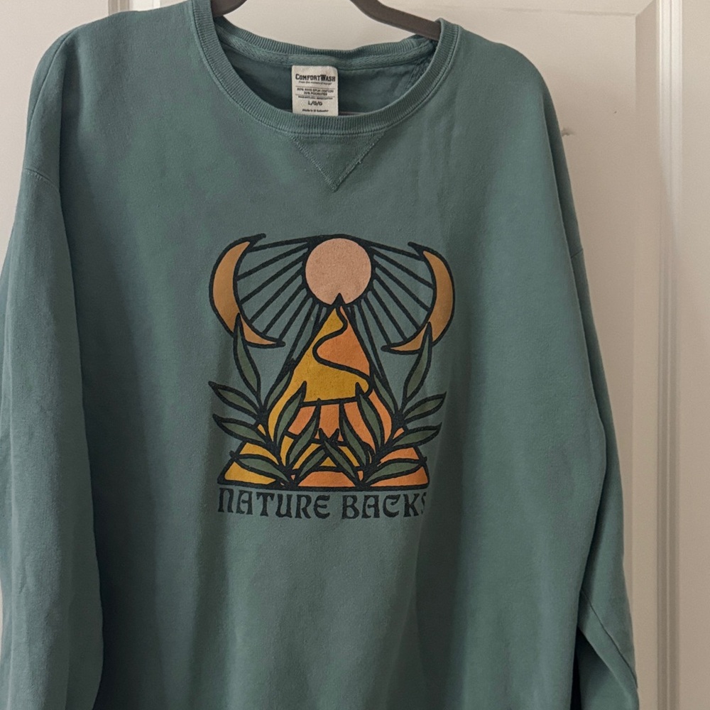 Comfort Colors Teal Sweatshirt with Nature Graphic